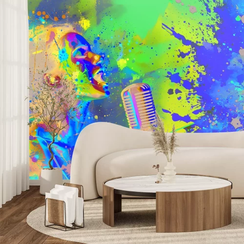 Papier peint  Abstraction aquarelle d'une femme qui chante