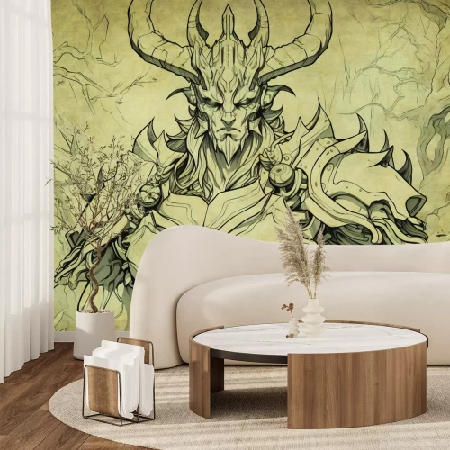 Papier peint  Dessin d'un démon avec un crâne et des ailes