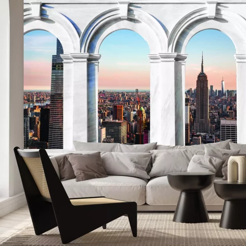 Papier peint  Colonnes avec une vue panoramique de New York