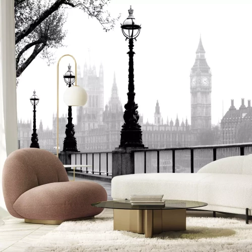 Papier peint  Londres en noir et blanc avec Big Ben