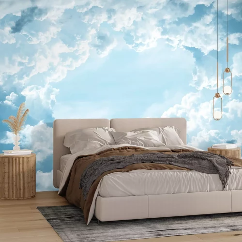 Papier peint  Nuages denses dans le ciel bleu