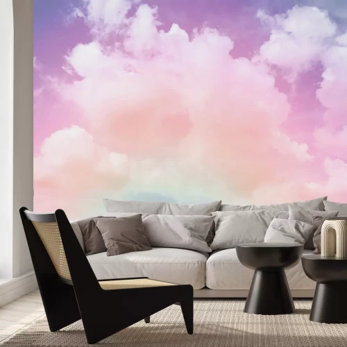 Papier peint  Nuages dans le ciel arc-en-ciel