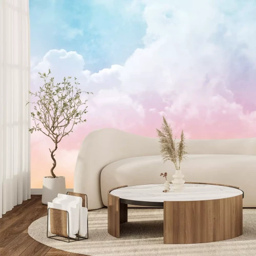 Papier peint  Nuages colorés dans le ciel pastel