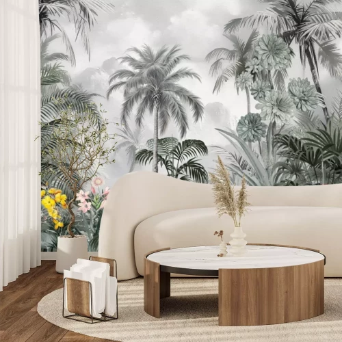 Papier peint  Palmiers et plantes exotiques dans la jungle tropicale