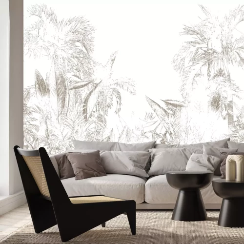Papier peint  Arbres verts palmiers et bananiers dans le paysage