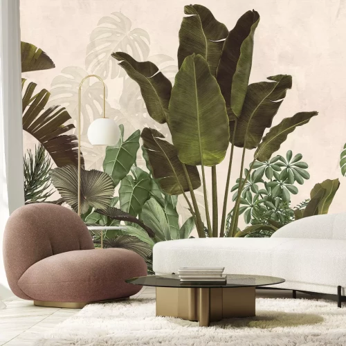 Papier peint  Paysage tropical avec des plantes vertes