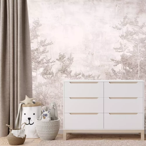 Papier peint  Arbres et feuilles tropicaux en style monochrome