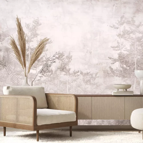 Papier peint  Arbres et feuilles tropicaux en style monochrome