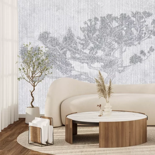Papier peint  Arbre avec un dessin subtil dans un style vintage