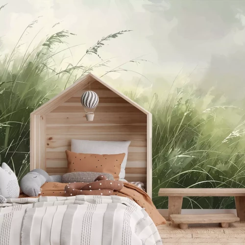 Papier peint  Paysage naturel, champ d’herbe verte, vue paisible de la nature