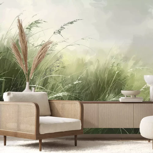 Papier peint  Paysage naturel, champ d’herbe verte, vue paisible de la nature