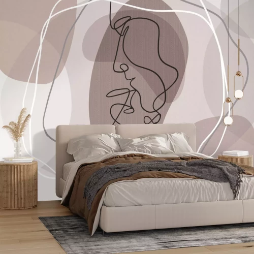 Papier peint  Amour abstrait composition linéaire