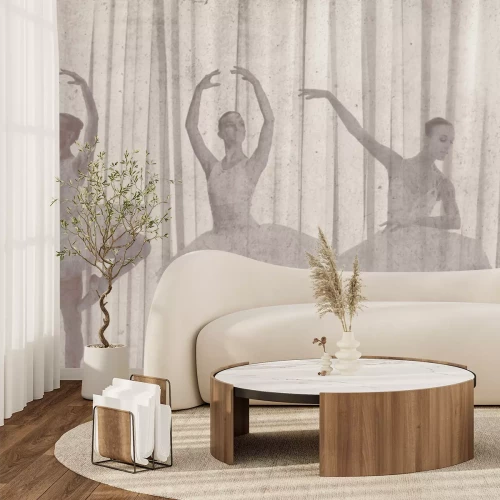 Papier peint  Ballerines dansant sur un fond texturé