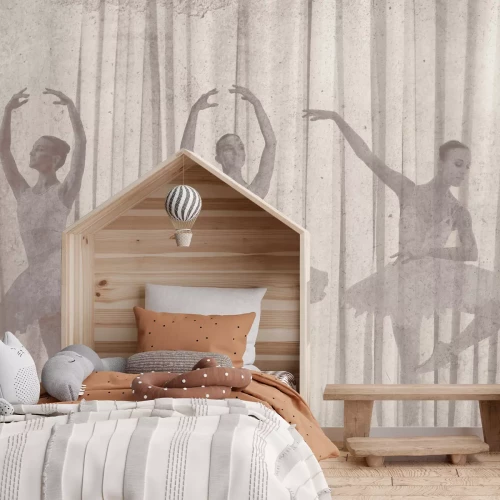 Papier peint  Ballerines dansant sur un fond texturé