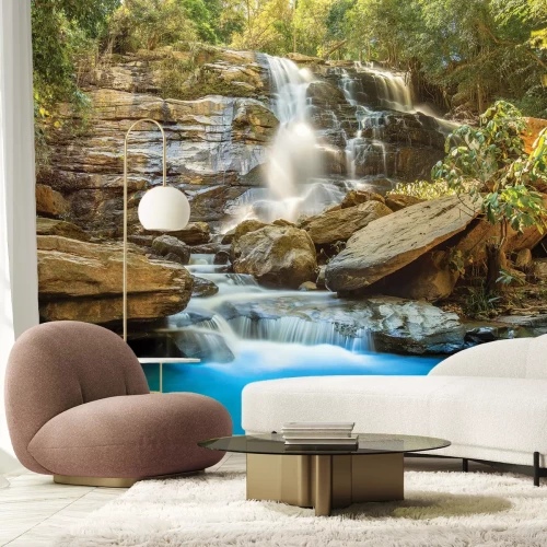 Papier peint  Ruisseau avec cascade dans la forêt