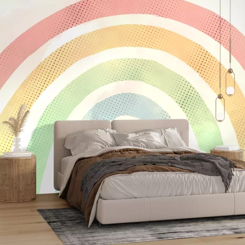 Papier peint  Arc-en-ciel en couleurs pastel avec des pois