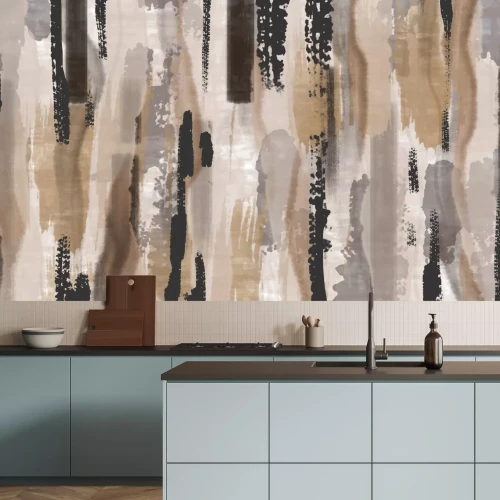 Papier peint  Motif abstrait coups de pinceau et aquarelle composition artistique