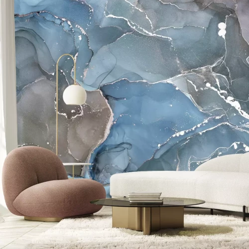 Papier peint  Texture marbre gris-bleu abstraite