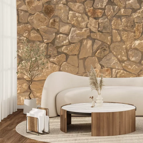 Papier peint  Texture de pierre dans des tons beiges