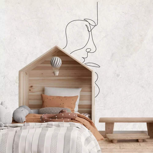 Papier peint  Portrait en style line art sur fond en béton