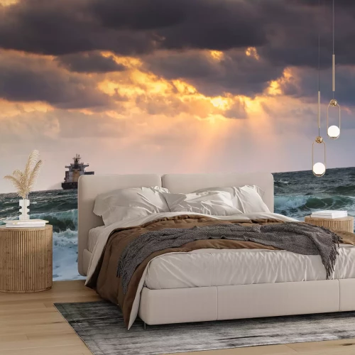 Papier peint  Navire sur une mer agitée