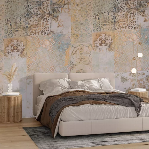 Papier peint  Motif ornemental de carreaux carrés