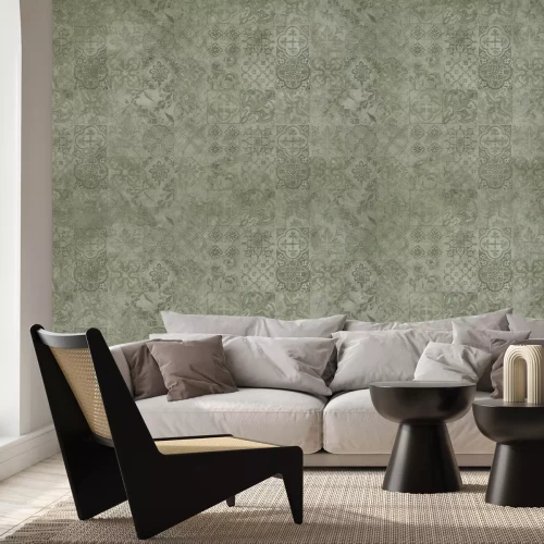 Papier peint  Motifs de mosaïque variés en tons de brun