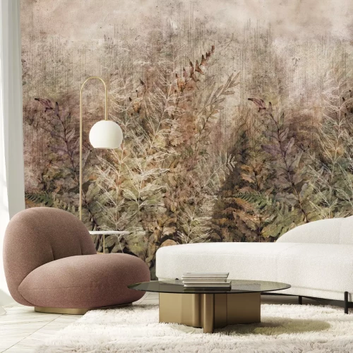 Papier peint  Végétation luxuriante avec des buissons dans une prairie sauvage