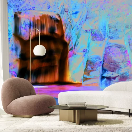 Papier peint  Cascade forestière et rochers dans un paysage naturel