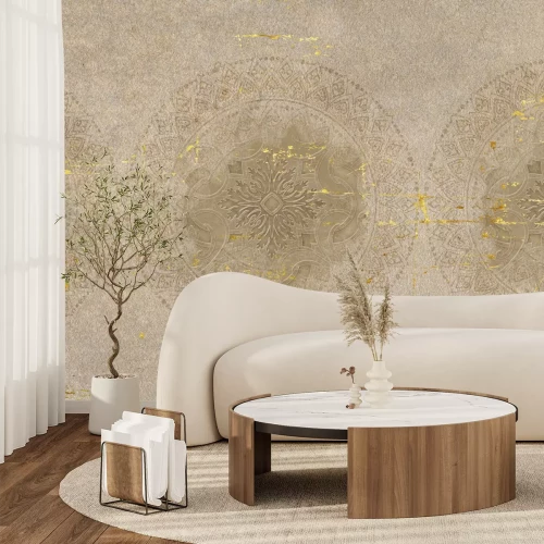 Papier peint  Ornements motif élégant sur fond en béton texturé style vintage