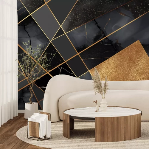 Papier peint  Abstraction géométrique avec de l'or