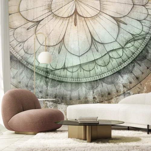 Papier peint  Mandala sur un fond en béton dans un style rétro