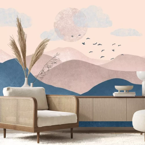 Papier peint  Paysage Minimaliste avec des Montagnes