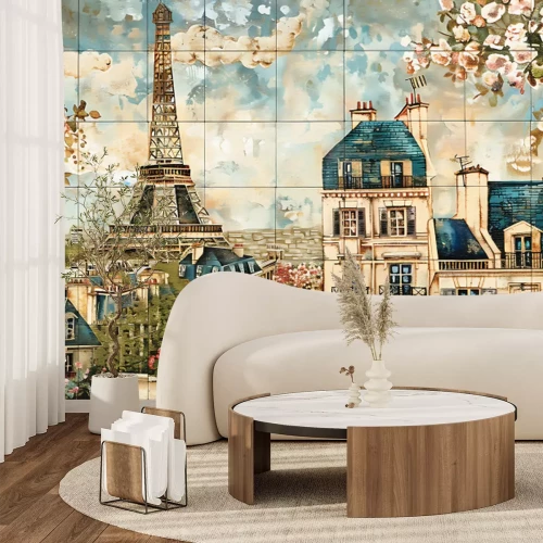 Papier peint  Panneau décoratif modulaire avec motif de la Tour Eiffel