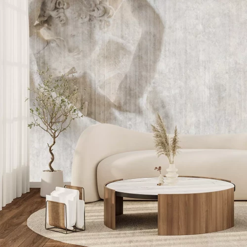 Papier peint  Baiser sculpture abstraite romantique avec effet béton