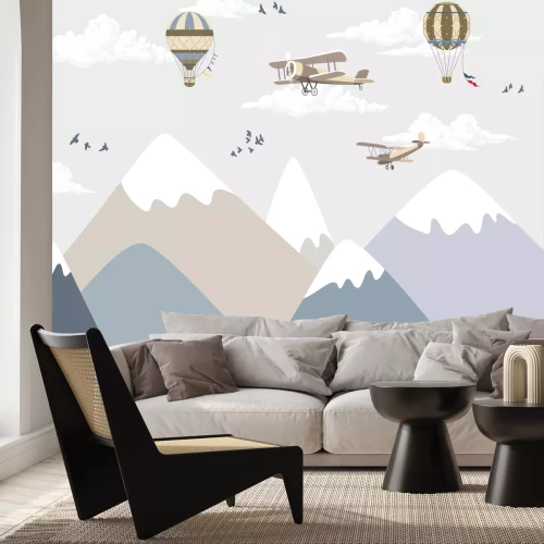 Papier peint  Pays féerique avec montagnes et avions