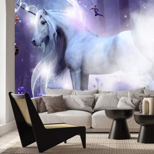 Papier peint  Illustration de conte de fées avec une licorne et des fées