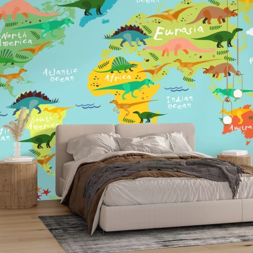 Papier peint  Dinosaures de conte de fées sur une carte pour enfants