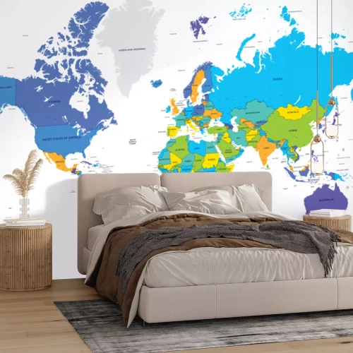 Papier peint  Carte du monde sur fond blanc