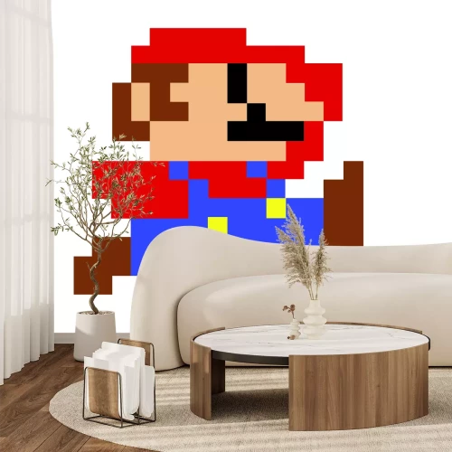 Papier peint  Un graphique de Mario sur fond blanc Arrière-plan