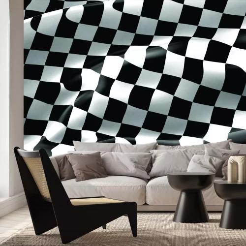 Papier peint  Drapeau d'arrivée noir et blanc