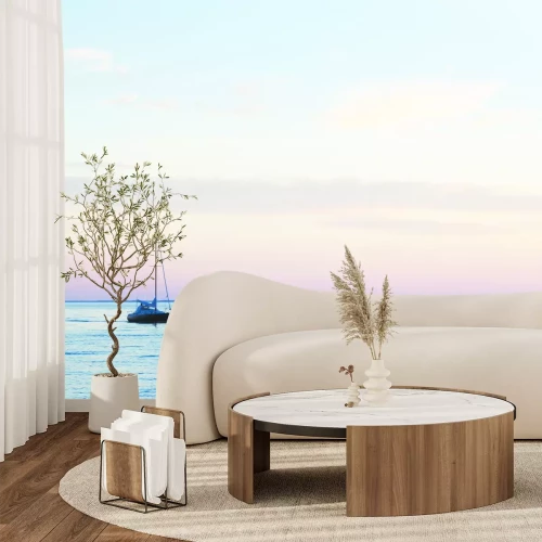 Papier peint  Voilier naviguant sur la mer au coucher du soleil