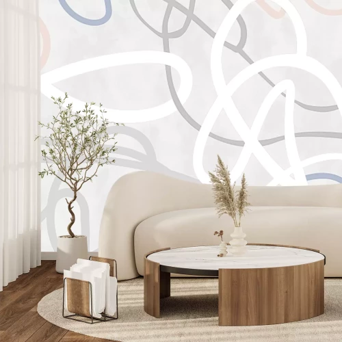 Papier peint  Motif abstrait avec des lignes sur fond gris