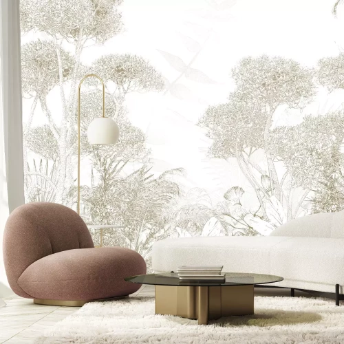 Papier peint  Paysage Beige Forêt dans le Style Esquisse