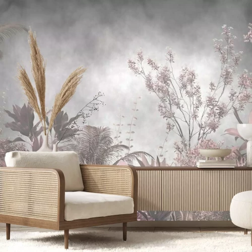 Papier peint  Tropical leaves and Trees Wallpaper design - 3D