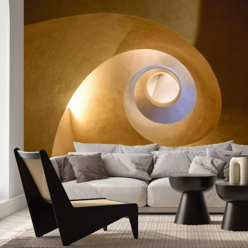 Papier peint  Escalier en spirale en béton avec motif de tunnel