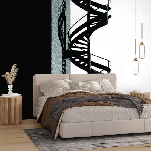 Papier peint  Escalier en colimaçon en métal noir