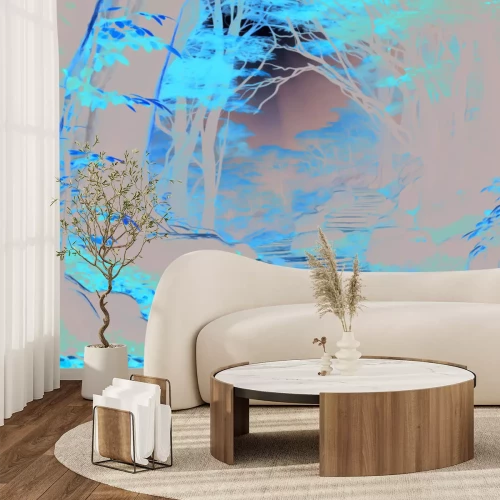 Papier peint  Paysage forestier d'automne avec escaliers