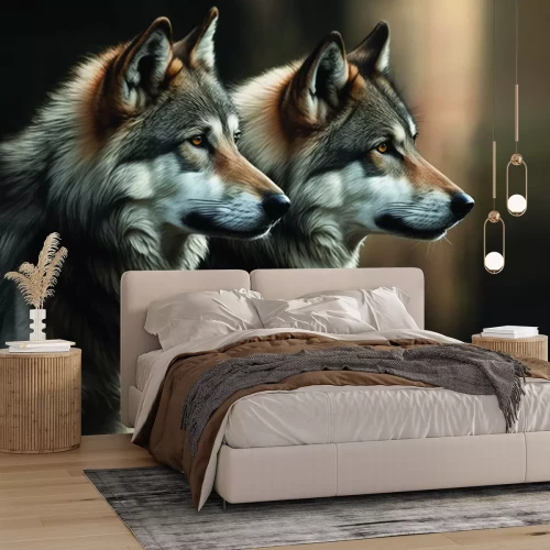 Papier peint  Motif animal avec de gros loups