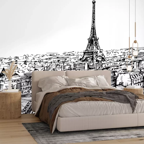 Papier peint  Graphique esquisse d'un symbole de Paris dans un style minimaliste